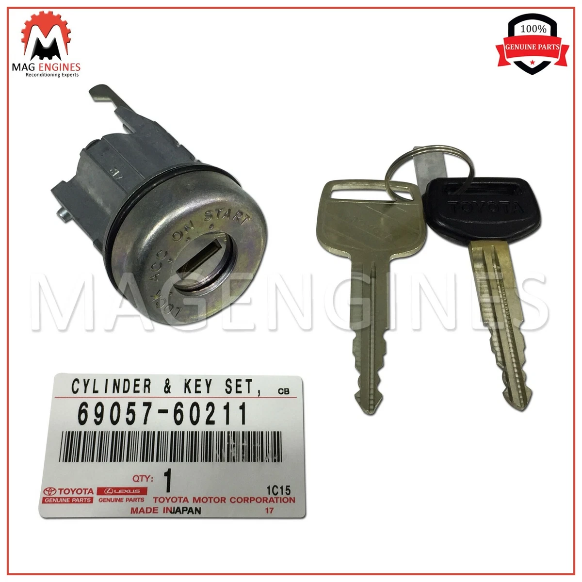 69057-60211 GENUINE OEM CYLINDER & KEY SET, IGNITION SWITCH