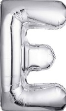 40 Inch, Single Silver Letter E Balloon Foil