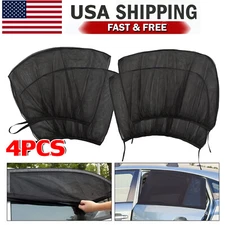 4PCS Car Window Shades Breathable Mesh Side Car Mosquito Bugs Net UV Protection