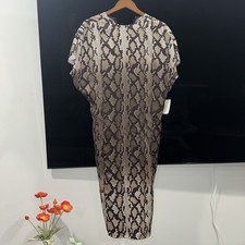 Stella McCartney Snake Print Shoulder Pad Midi Dress Size 42 , US 6