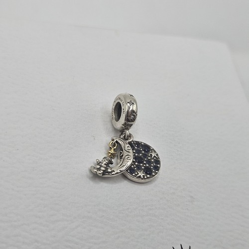 Pandora Charm Christmas Santa Moon Double Blue Dangle Genuine ALE 925 769648C01 - Picture 2 of 6