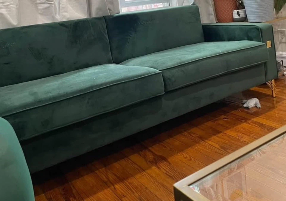 Sofá de salón verde esmeralda Foto 3 de 4