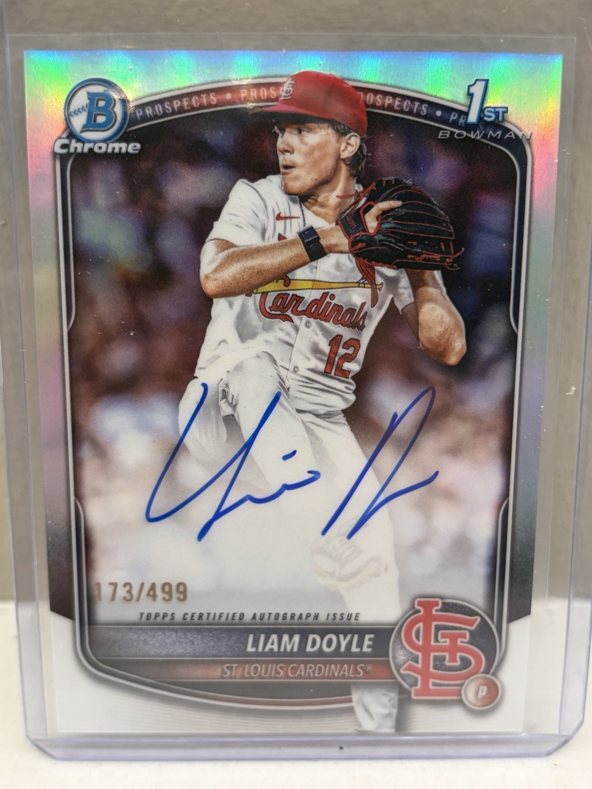 2025 Bowman Draft Chrome Liam Doyle Refractor Auto /499 #CPA-LD Cardinals