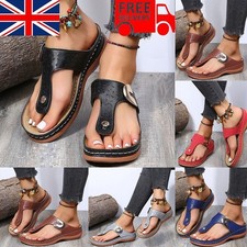 Womens Orthopedic Sandals Casual Flat Flip Flops Ladies Low Wedge Shoes Pus Size