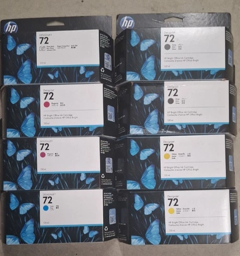 8  New Genuine HP 72 130ml Ink Cartridges - product listing photo