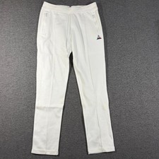 Le Coq Sportif Mens White Tennis Pants Slim Tapered Zipper Pockets Size L