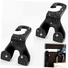 Bling Car Purse Hooks 2Pcs, Durable Car Headrest Hook, Holds Bling Black