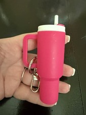 Bag Charm  Mini Tumbler Keychain for Stanley Cup,HOT PINK , Twist Off Lid BNIP