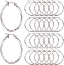 1 Box 60Pcs 30mm Hoop Earring Findings Stainless Steel Earring Beading Hoops Set