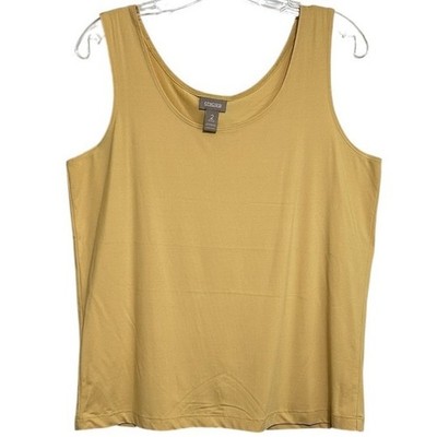 Chico's Tank Top Womens Mustard Yellow Scoop Neck Stretch Capsule Wardrobe  2/ L
