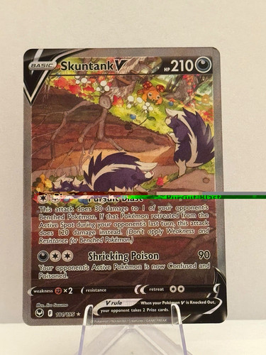 Pokemon TCG Skuntank V 181/195 Silver Tempest Ultra Rare Full Art Holo English