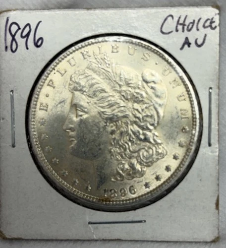 1896-P Genuine US Morgan Silver Dollar. AU, 90% Silver