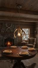 Rustic Whitetail Antler Pendant Light Real Deer Antlers Black Pearl Fixture