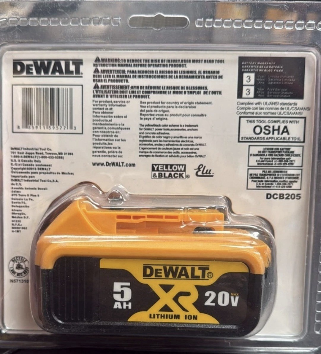 DEWALT DCB205-2 20V Max XR 5.0Ah 리튬 이온 배터리 2개입 (새 제품!) 3