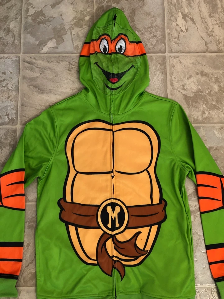 Tortugas Ninja Miguel Ángel Sudadera con Capucha Chaqueta Talla L Niños Sudadera Disfraz Nuevo Foto 2 de 4