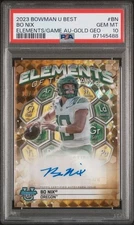 2023 Bowman Best University Bo Nix Elements Of The Game Auto Gold /50 PSA 10