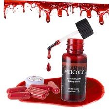 Fake Blood Washable,Edible Stage Blood with 6 0.5 oz with 6 capsules, bright