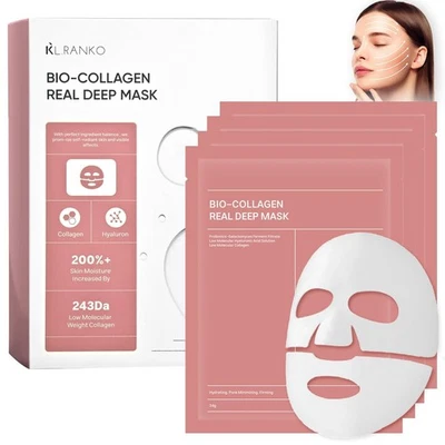 Bio Collagen Real Deep Maske 4 Stück, Kollagen Maske Overnight, Anti Falten A... - Bild 1 von 4