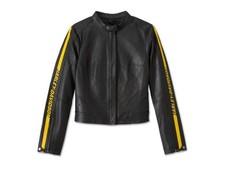 New Harley-Davidson Women's Yellow Rose Racer Soft Leather Jacket-size XL
