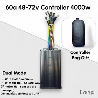 60A Brushless MTX Nabenmotor Controller Vierkant Sinus 48V-72V Dual Mode 3000W
