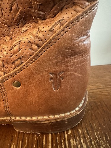 Frye Shirley Damen Größe 8,5 77906 Braun Leder Gewebt Huarache Mittelhoher Westernstiefel - Bild 3 von 8