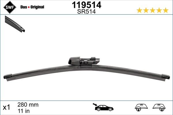 SWF Wischblatt Scheibenwischer DAS Original Rear 119514 FüR VW Seat Skoda Fabia-image