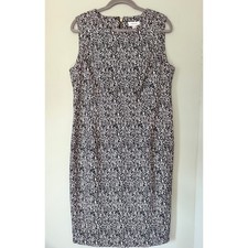 Calvin Klein Black White Abstract Geometric Sleeveless Sheath Knee Dress 14