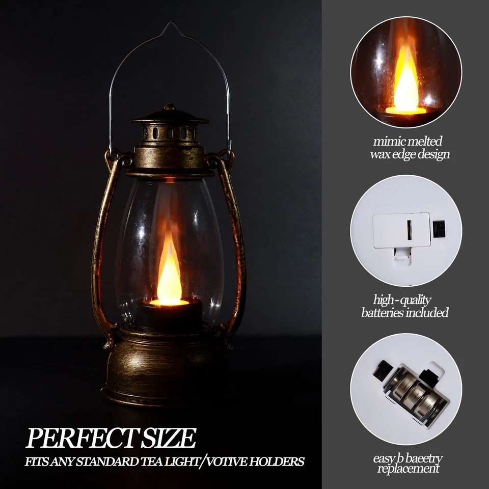 Mini linternas (12 piezas-5,1 pulgadas) para decoración navideña occidental vintage, ligeras... Foto 3 de 4