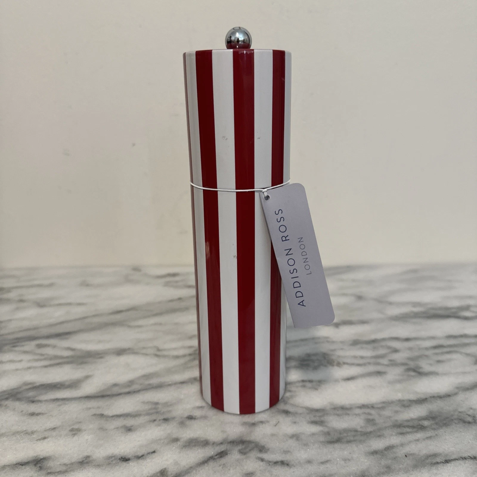 Addison Ross London Pepper Mill Grinder Red/white Candy Cane Striped New NWT