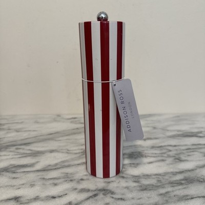 Addison Ross London Pepper Mill Grinder Red/white Candy Cane Striped  New NWT