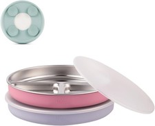 Stainless Steel Divided Plates with Silicone Sleeve for Babies
