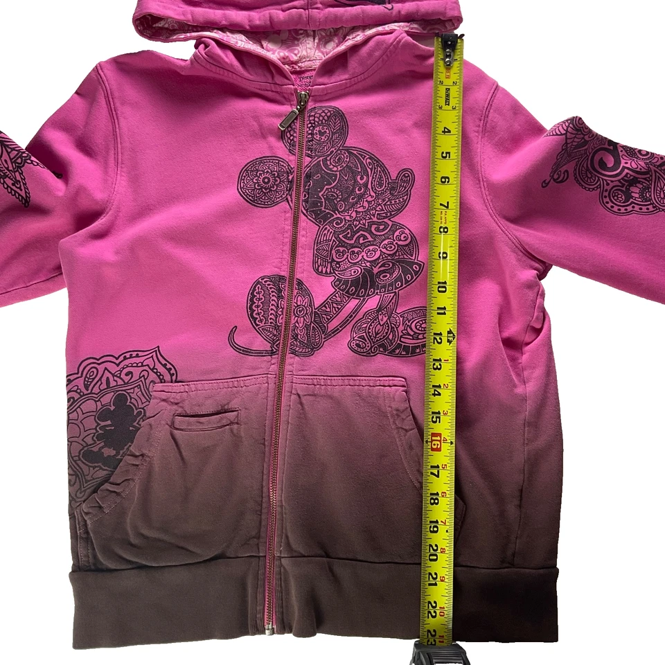 Moletom com capuz Disneyland rosa marrom ombré Mickey Mouse grande paisley mandala - Imagem 4 de 4