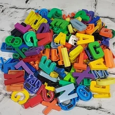 Vintage Alphabet Fridge Magnets Numbers ABCs Letters Colorful Large Lot Of 145