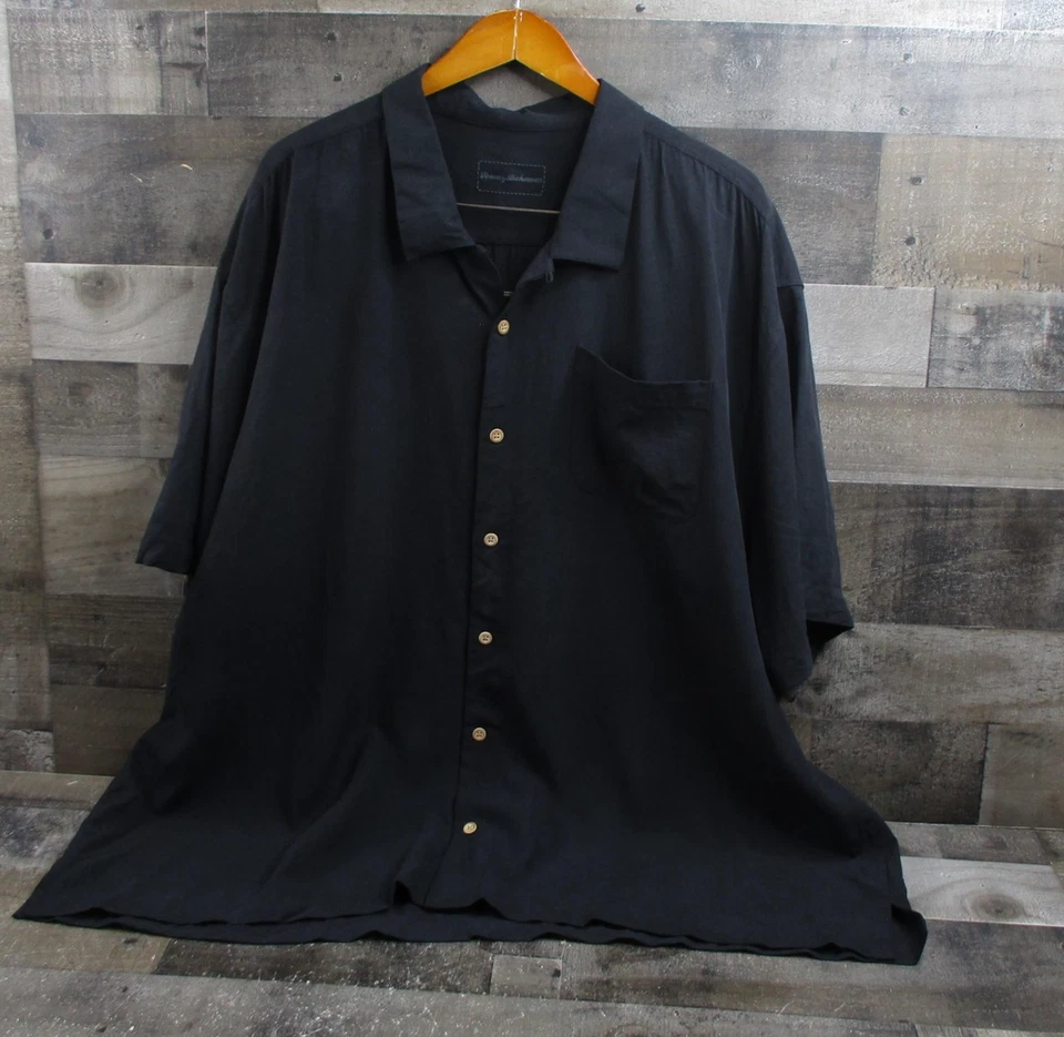 Tommy Bahama Shirt Mens 3XB Black Silk Uncork The New Year Champagne Embroidered - Image 2 of 4