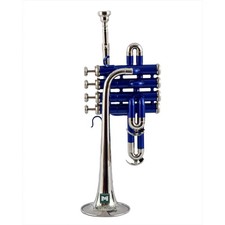 Piccolo Trumpet Brass Musical Instrument with Mouthpiece  Hardcase Blue Silver