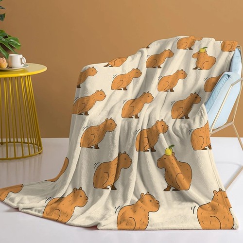150×130cm, Cozy Throws Blanket, Flannel Blankets with Capybara For Baby/Travel