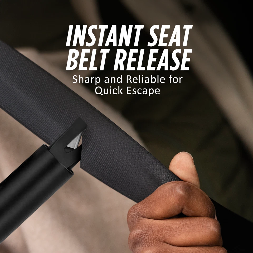 Window Breaker Punch Seat Belt Cutter Keychain ResQ Car Escape Tool Glass Break - Image 4 of 4