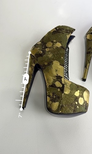 London Trash Crime Camo Platform Boots 7” Stiletto Heel Size 6.5 - Picture 3 of 10