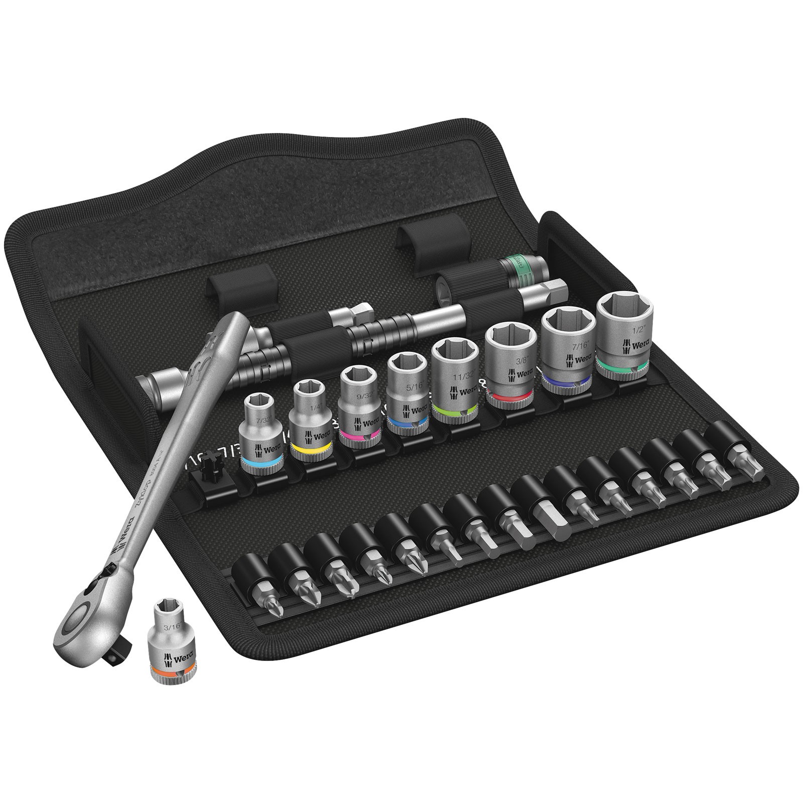 Wera 8100 SA 11 Zyklop Metal Ratchet Set - 1/4"" Drive - Imperial