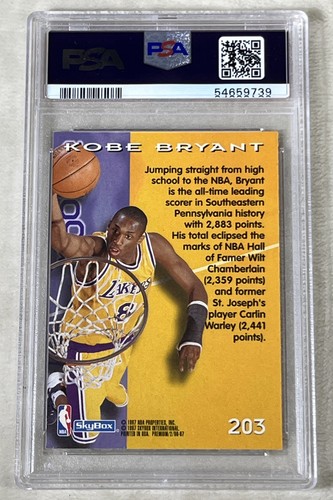 1996 SkyBox Premium Kobe Bryant #203 PSA 9 Los Angeles Lakers - Picture 2 of 2