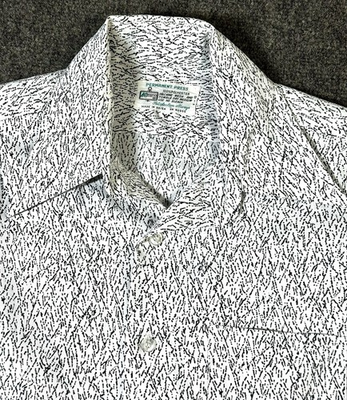 #ad VTG Kmart Permanent Press 70s S S Button Down Shirt Geo All Over Rockabilly $24.99