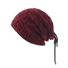 Pony Tail Beanie Dread Beanie Knit Loop Scarf Small-4X-Large Wine Red