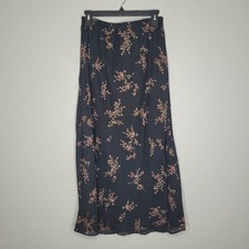 Vintage y2k 90s black floral witchy moody pull on midi maxi whimsigoth skirt 12