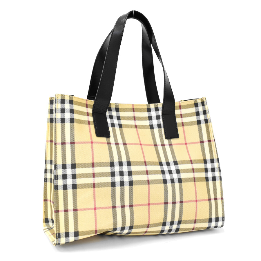 Burberry Tote Bag Nova Chek PVC Leather Beige Shoulder Strap BURBERRY
