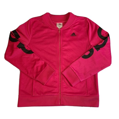 Adidas Girl's Hot Pink Zip Up Track Jacket Pockets Size 14(L)