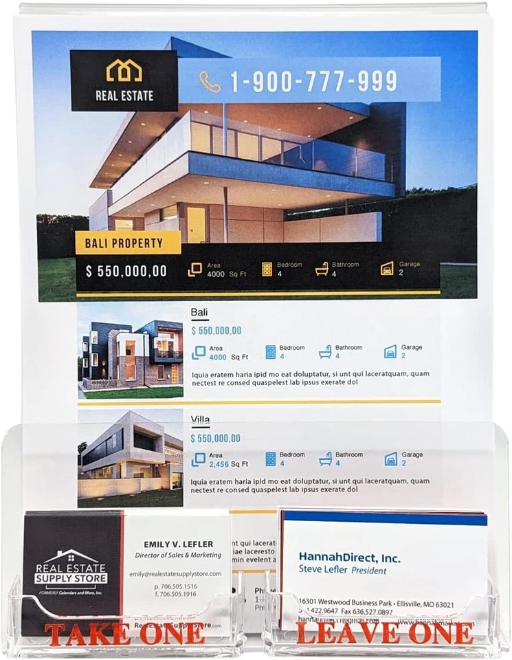 Clear Acrylic Brochure Holder with Take One and Leave One Business Card Pockets - Image 2 of 4