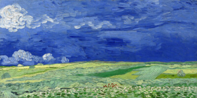 Giclee Wheat field under cloudy sky by van Gogh painting printed on canvas
