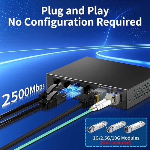 2.5Gb Switch 4 Port 2.5G Unmanaged Network Switch with 2 Port 10GbE SFP+ Slot - 第 2/10 張圖片