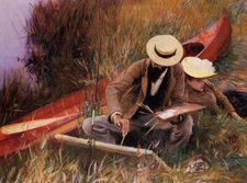Oil painting Paul-Helleu-Sketching-with-His-Wife-1889-John-Singer-Sargent-Oil-Pa