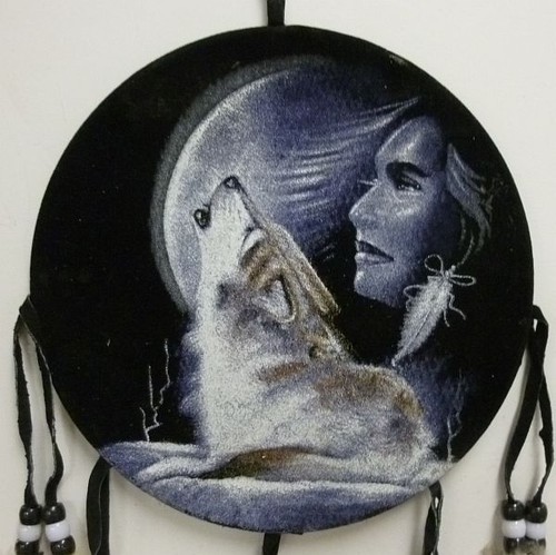 6 inch Velvet Shield Print Wall Hanging Western Decor Indian Horse Wolf Animal - Picture 21 of 48